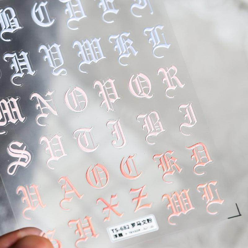 Colorful Initials NailMAD Nail Art Stickers Adhesive Embossed Alphabet Sticker Decals TS681 - Nail MAD