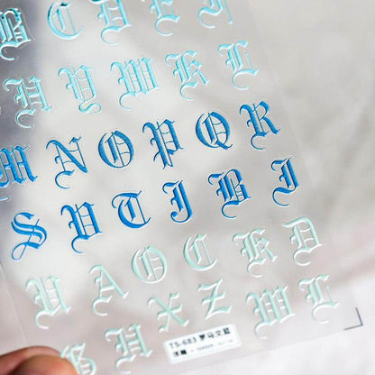 Colorful Initials NailMAD Nail Art Stickers Adhesive Embossed Alphabet Sticker Decals TS681 - Nail MAD