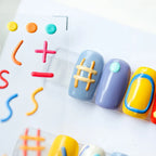 Colorful Line Symbols Nail Art Stickers Adhesive Embossed Lines Sticker Decals KX084