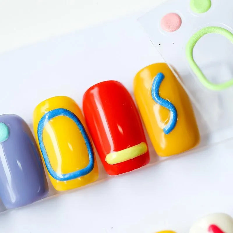 Colorful Line Symbols Nail Art Stickers Adhesive Embossed Lines Sticker Decals KX084