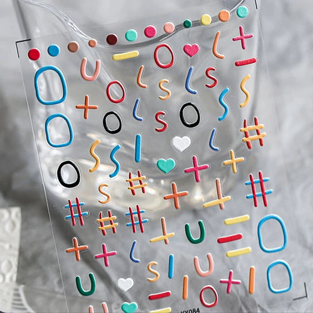 Colorful Line Symbols Nail Art Stickers Adhesive Embossed Lines Sticker Decals KX084