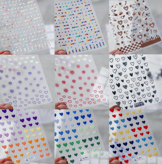 Colorful Love Nail Art Stickers Adhesive Purple Red Heart Sticker Decals TS811 - Nail MAD
