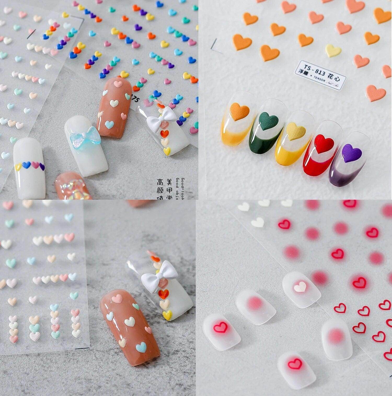 Colorful Love Nail Art Stickers Adhesive Purple Red Heart Sticker Decals TS811 - Nail MAD