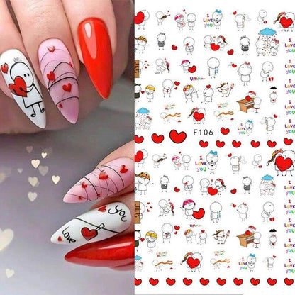 Colorful Love Nail Art Stickers Adhesive Purple Red Heart Sticker Decals TS811 - Nail MAD