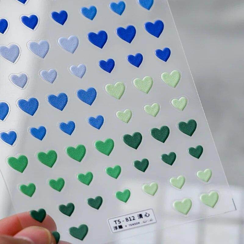 Colorful Love Nail Art Stickers Adhesive Purple Red Heart Sticker Decals TS811 - Nail MAD