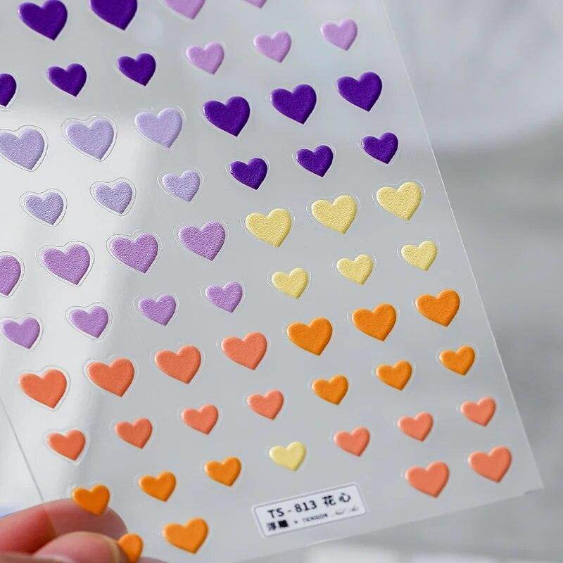 Colorful Love Nail Art Stickers Adhesive Purple Red Heart Sticker Decals TS811 - Nail MAD
