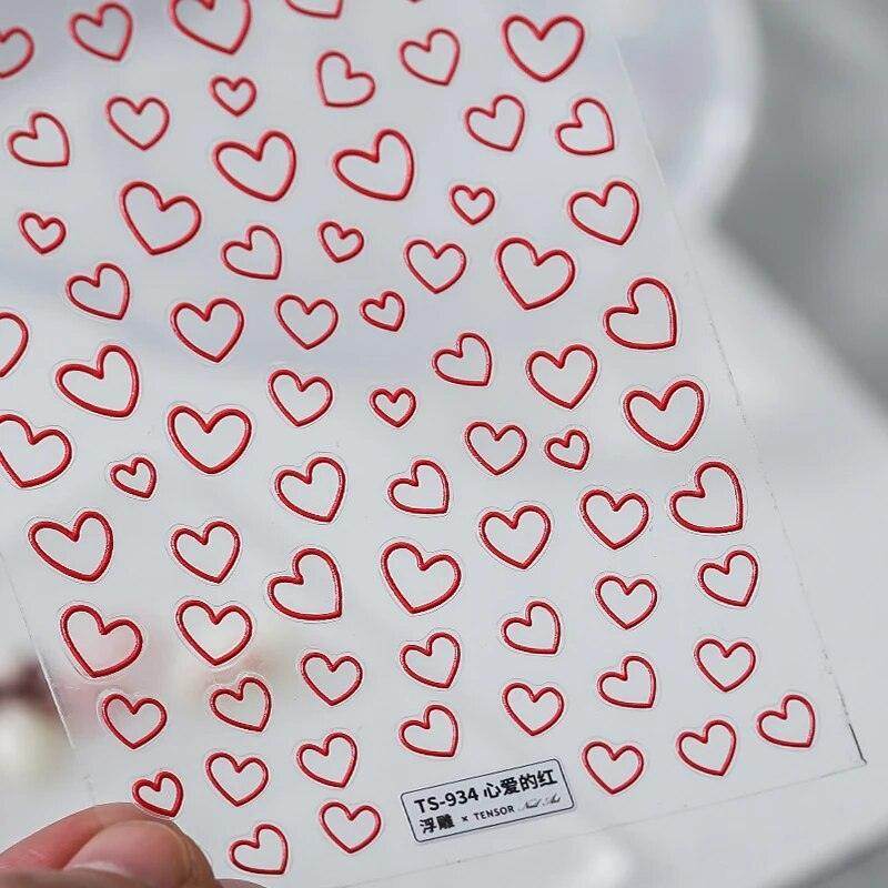 Colorful Love Nail Art Stickers Adhesive Purple Red Heart Sticker Decals TS811 - Nail MAD