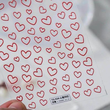 Colorful Love Nail Art Stickers Adhesive Purple Red Heart Sticker Decals TS811 - Nail MAD