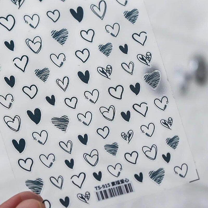 Colorful Love Nail Art Stickers Adhesive Purple Red Heart Sticker Decals TS811 - Nail MAD