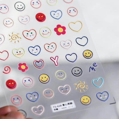 Colorful Love Nail Art Stickers Adhesive Purple Red Heart Sticker Decals TS811 - Nail MAD