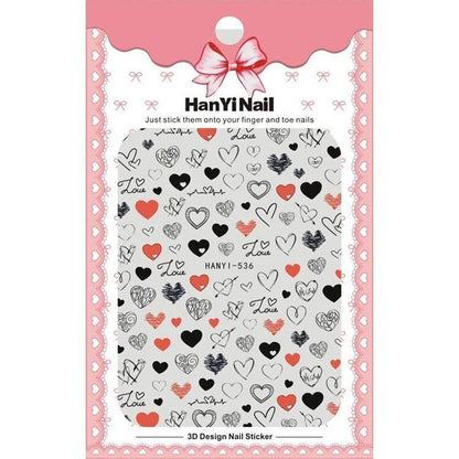 Colorful Love Nail Art Stickers Adhesive Purple Red Heart Sticker Decals TS811 - Nail MAD