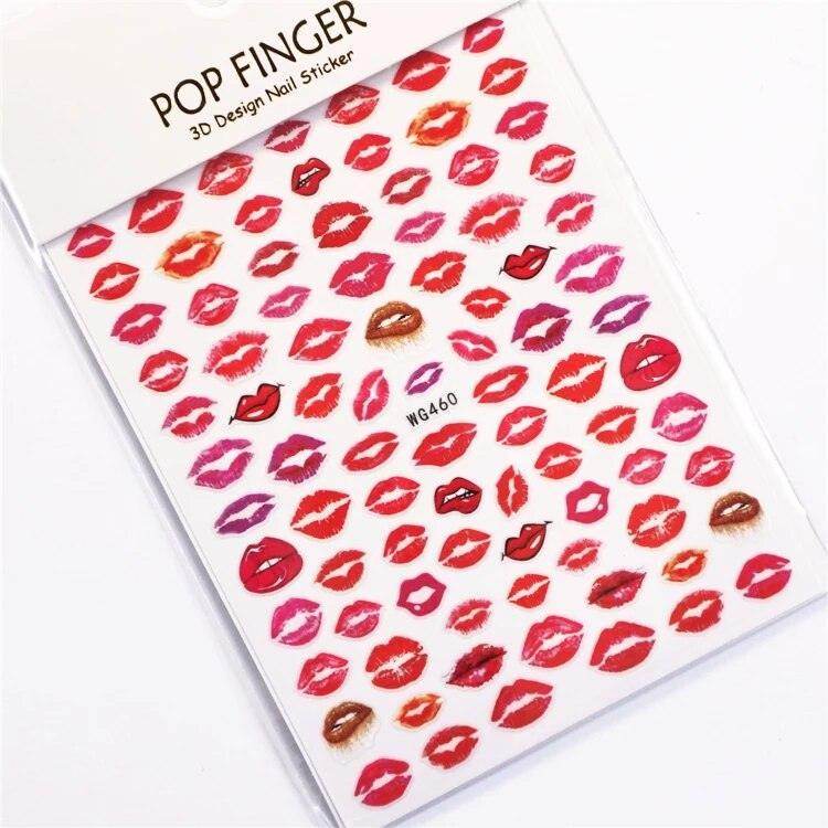 Colorful Love Nail Art Stickers Adhesive Purple Red Heart Sticker Decals TS811 - Nail MAD