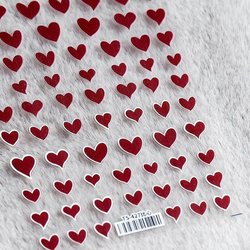 Colorful Love Nail Art Stickers Adhesive Purple Red Heart Sticker Decals TS811 - Nail MAD