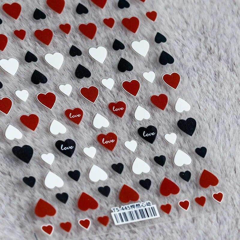Colorful Love Nail Art Stickers Adhesive Purple Red Heart Sticker Decals TS811 - Nail MAD