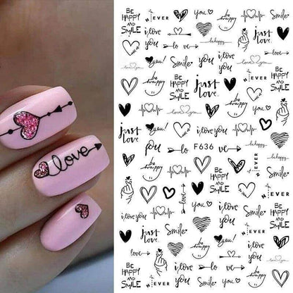Colorful Love Nail Art Stickers Adhesive Purple Red Heart Sticker Decals TS811 - Nail MAD