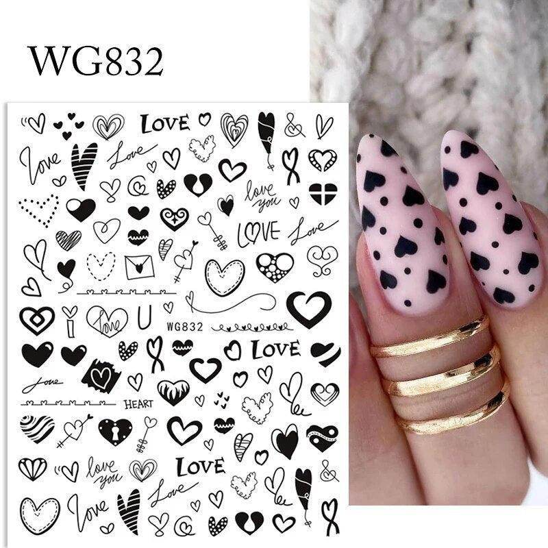 Colorful Love Nail Art Stickers Adhesive Purple Red Heart Sticker Decals TS811 - Nail MAD
