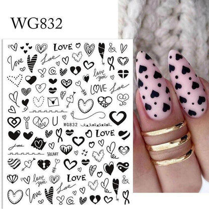 Colorful Love Nail Art Stickers Adhesive Purple Red Heart Sticker Decals TS811 - Nail MAD