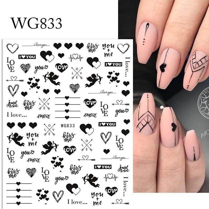 Colorful Love Nail Art Stickers Adhesive Purple Red Heart Sticker Decals TS811 - Nail MAD
