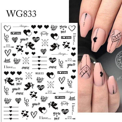 Colorful Love Nail Art Stickers Adhesive Purple Red Heart Sticker Decals TS811 - Nail MAD