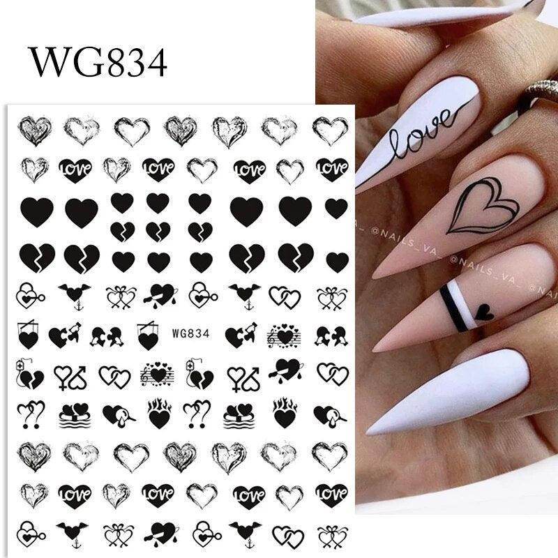 Colorful Love Nail Art Stickers Adhesive Purple Red Heart Sticker Decals TS811 - Nail MAD