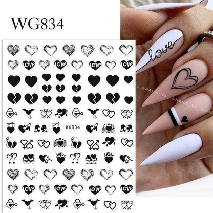 Colorful Love Nail Art Stickers Adhesive Purple Red Heart Sticker Decals TS811 - Nail MAD