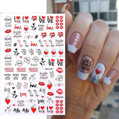 Colorful Love Nail Art Stickers Adhesive Purple Red Heart Sticker Decals TS811 - Nail MAD