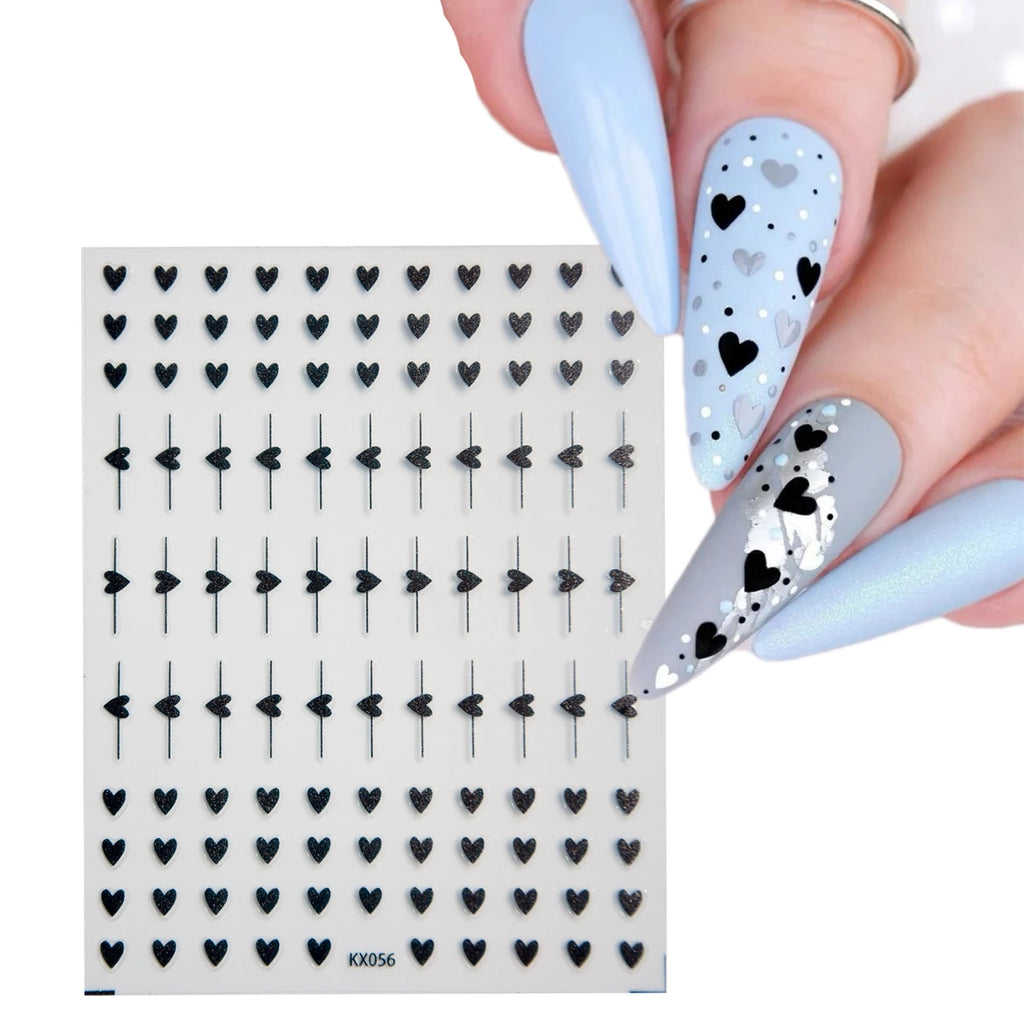 Colorful Love Nail Art Stickers Adhesive Purple Red Love Heart Sticker Decals For Valentine's Day KX055