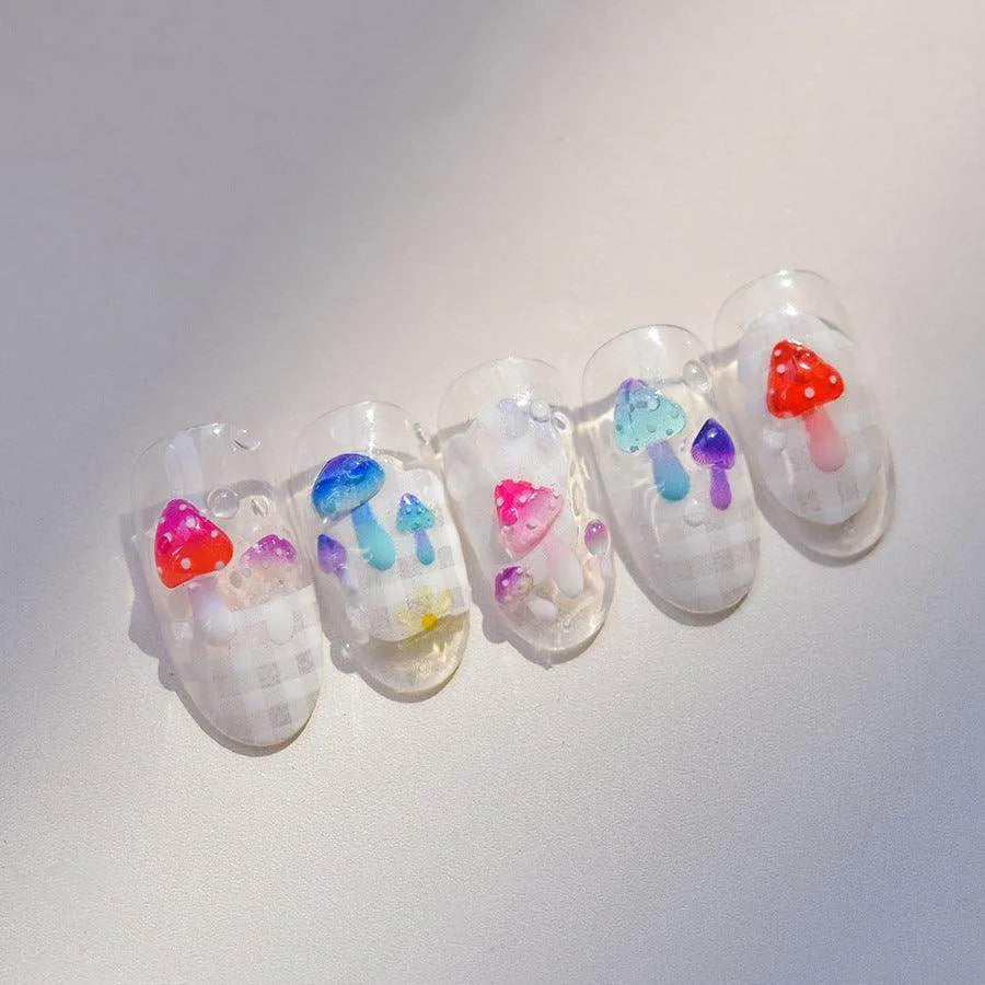 Colorful Mushroom Nail Art Stickers Fantasy Forest Adhesive Jelly Sticker Decals to3972