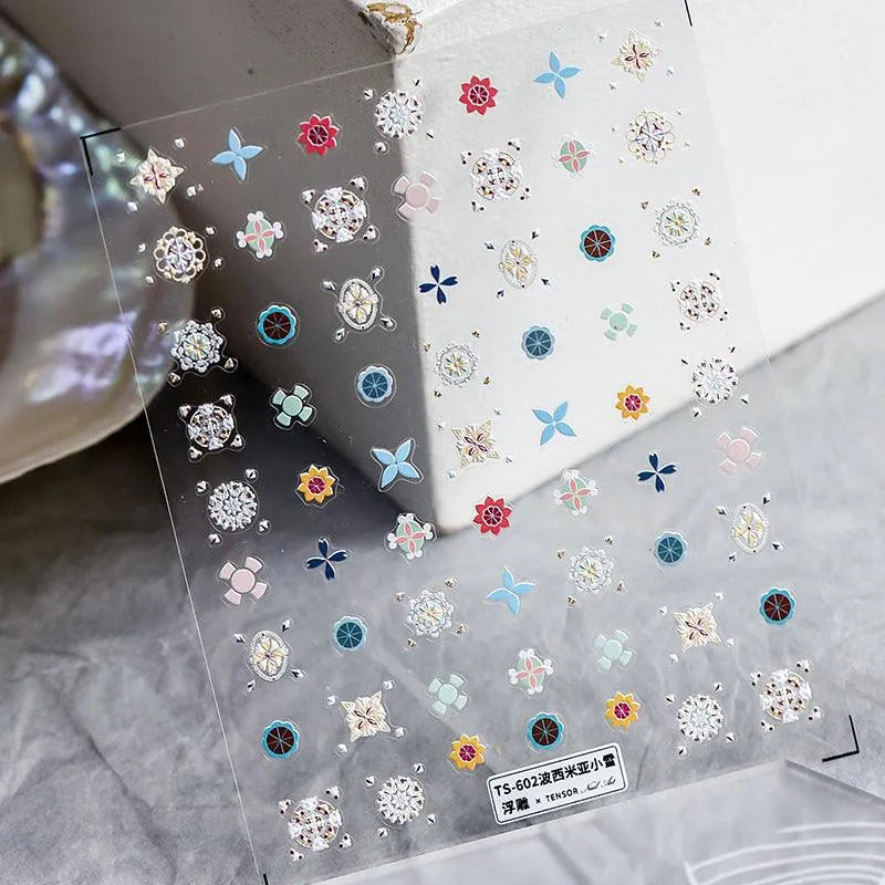 Colorful Nail Art Stickers Adhesive Slider Bohemian Embossed Sticker Decals 