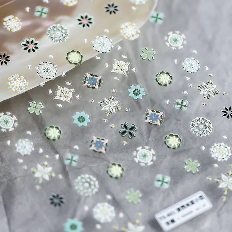Colorful Nail Art Stickers Adhesive Slider Bohemian Embossed Sticker Decals 