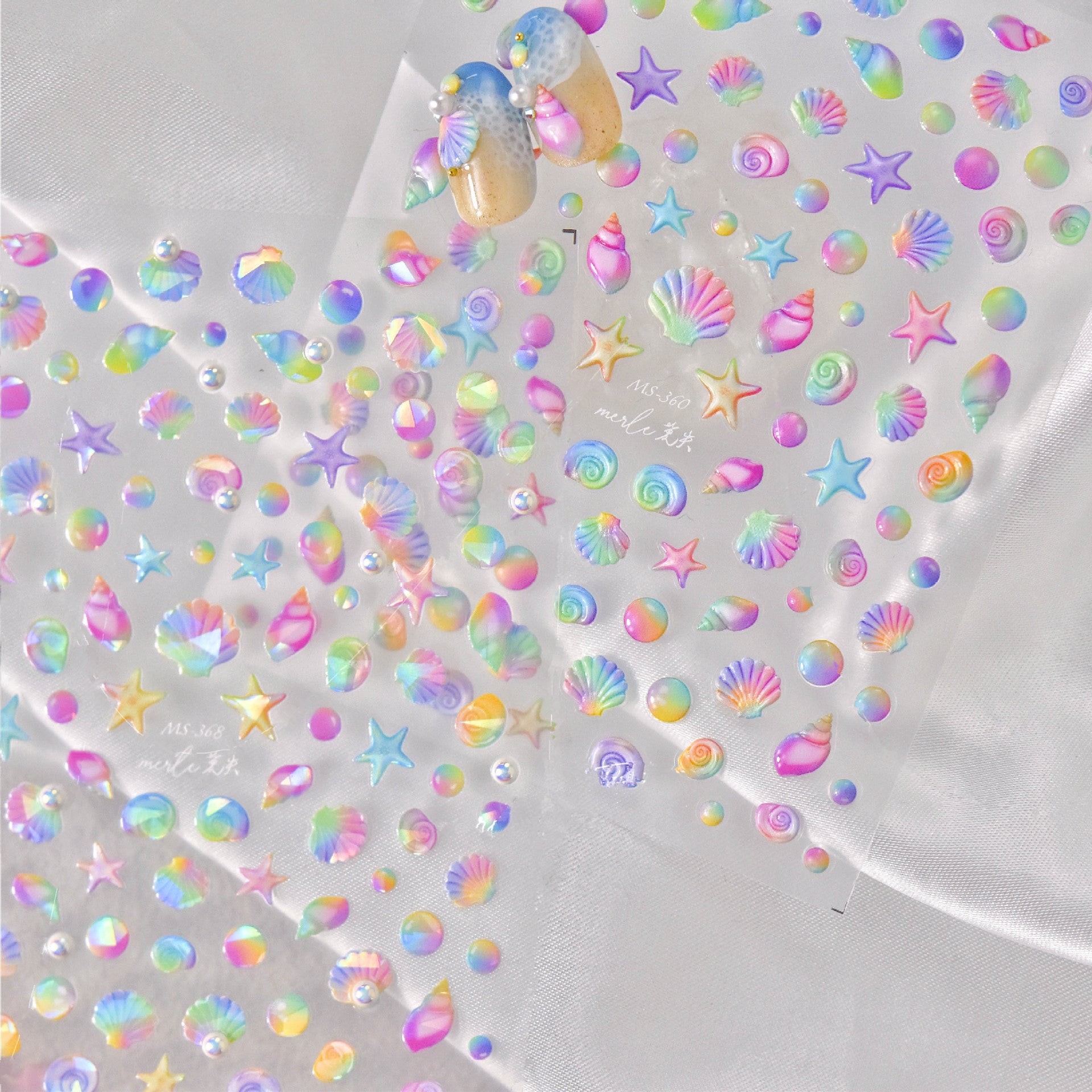 Colorful Shell Nail Art Stickers Adhesive Sea Conch Embossed Sticker Decals