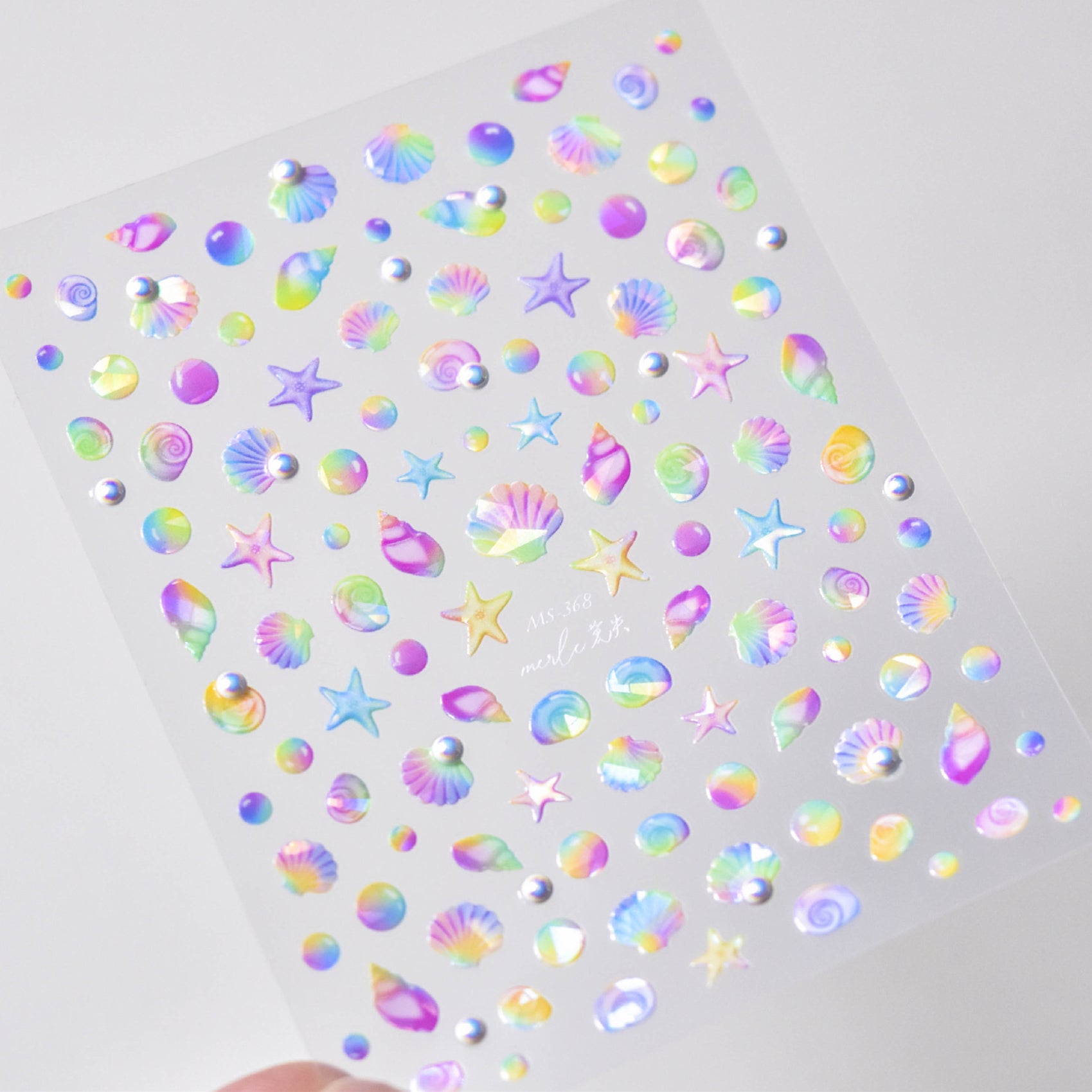 Colorful Shell Nail Art Stickers Adhesive Sea Conch Embossed Sticker Decals
