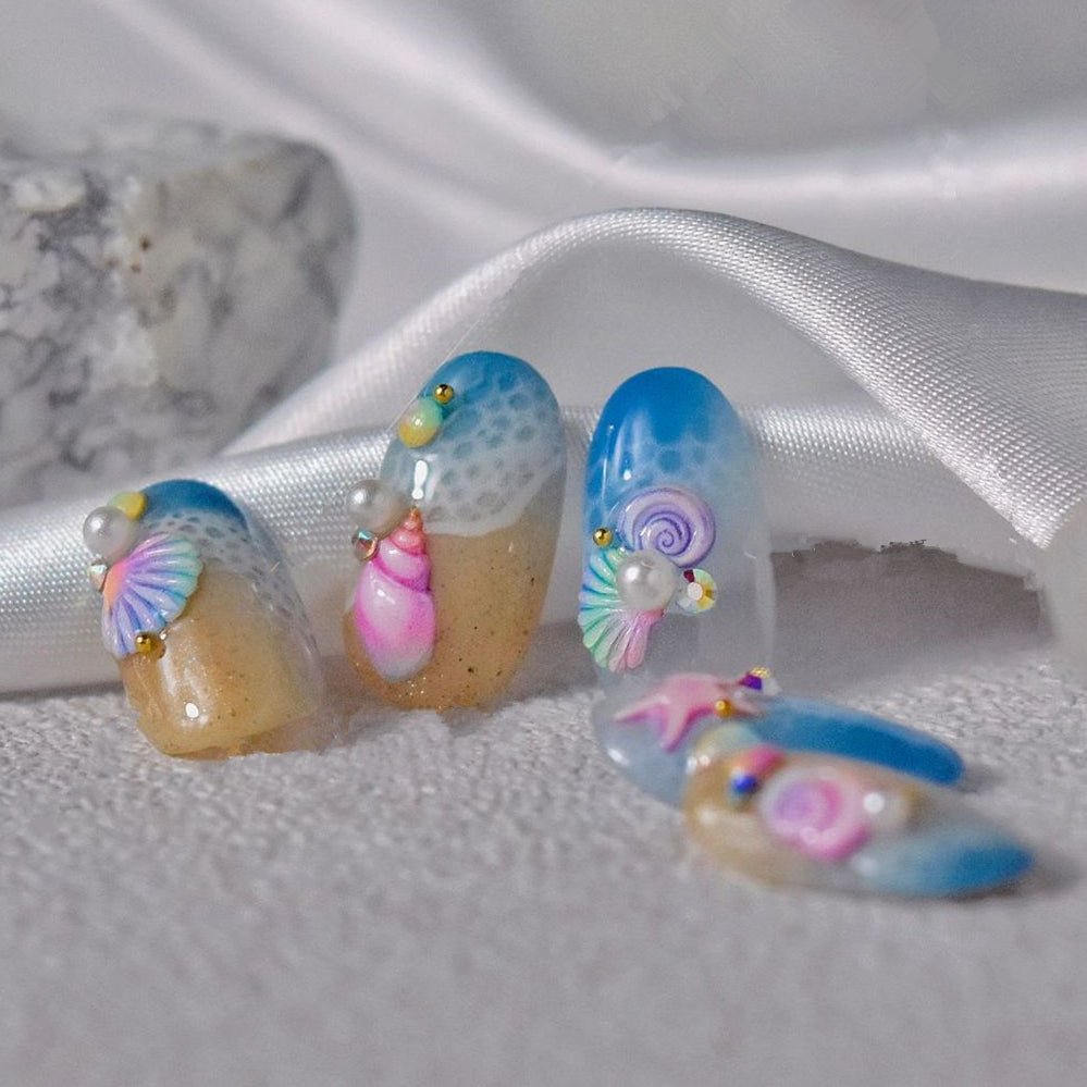 Colorful Shell Nail Art Stickers Adhesive Sea Conch Embossed Sticker Decals