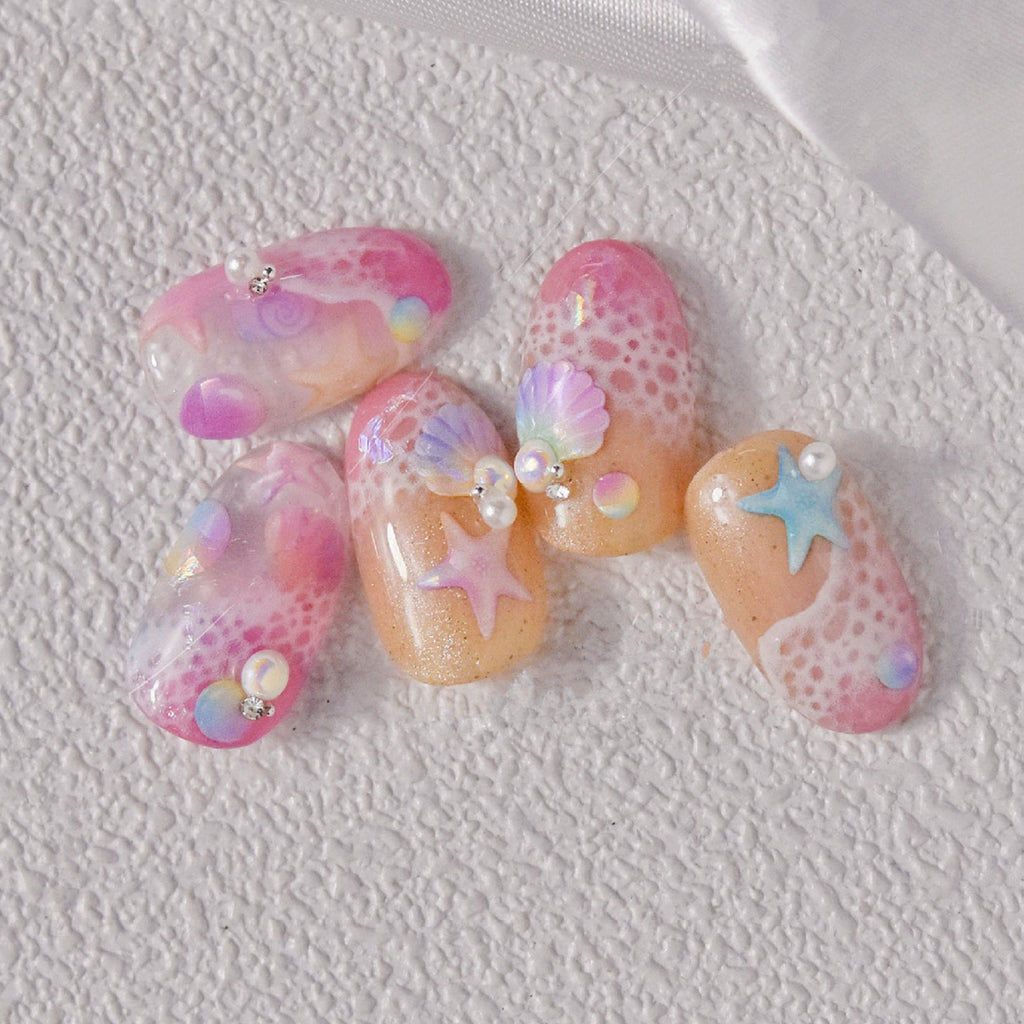Colorful Shell Nail Art Stickers Adhesive Sea Conch Embossed Sticker Decals