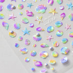 Colorful Shell Nail Art Stickers Adhesive Sea Conch Embossed Sticker Decals
