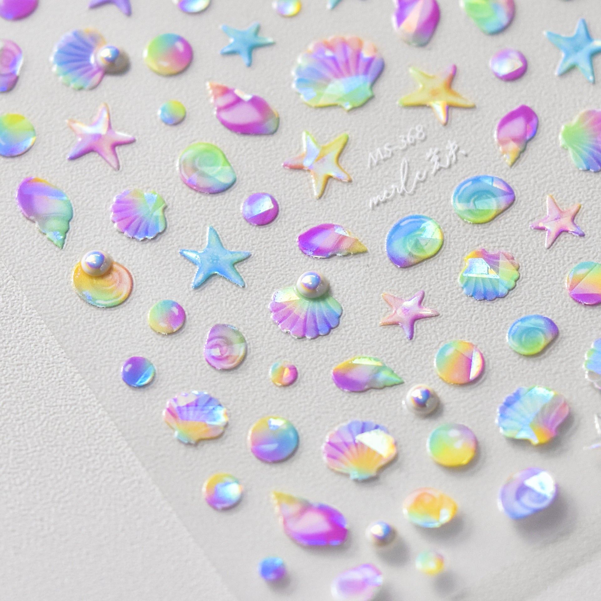 Colorful Shell Nail Art Stickers Adhesive Sea Conch Embossed Sticker Decals