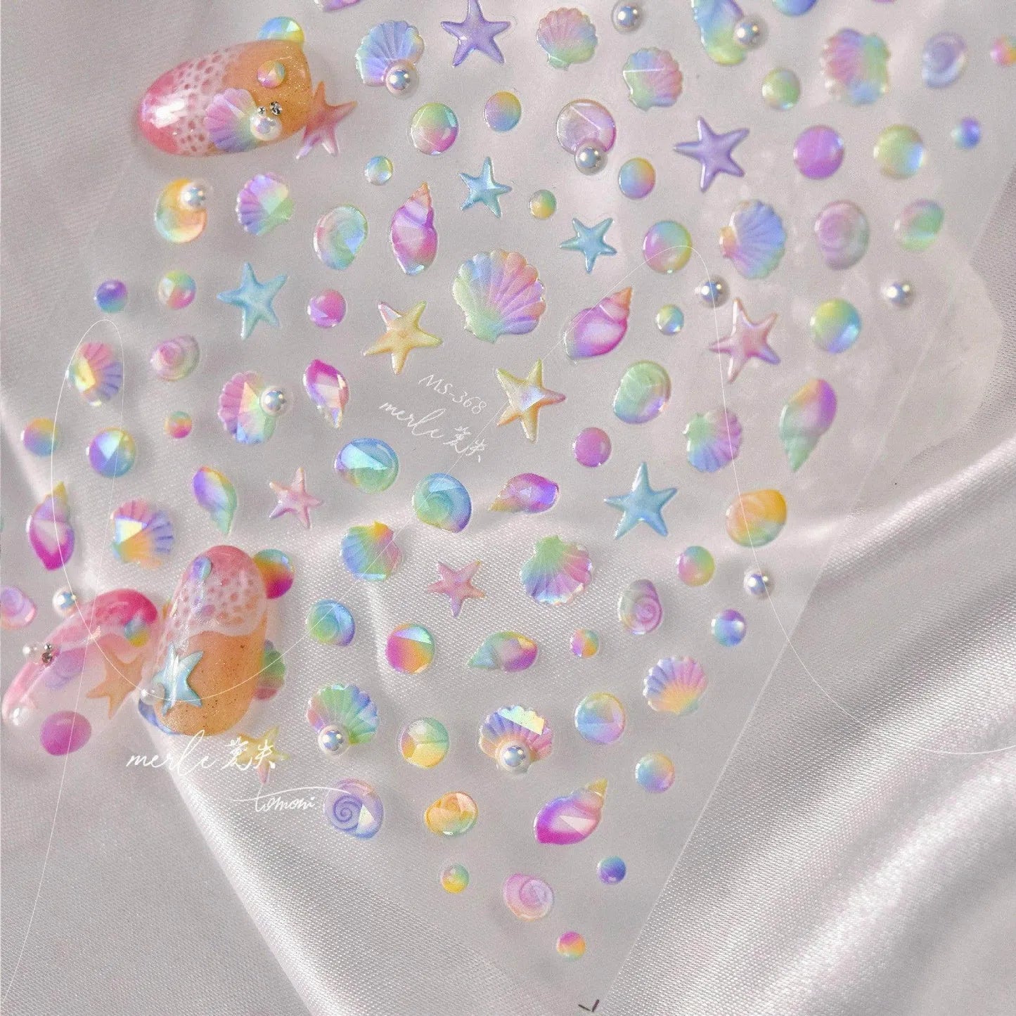 Colorful Shell Nail Art Stickers Adhesive Sea Conch Embossed Sticker Decals 