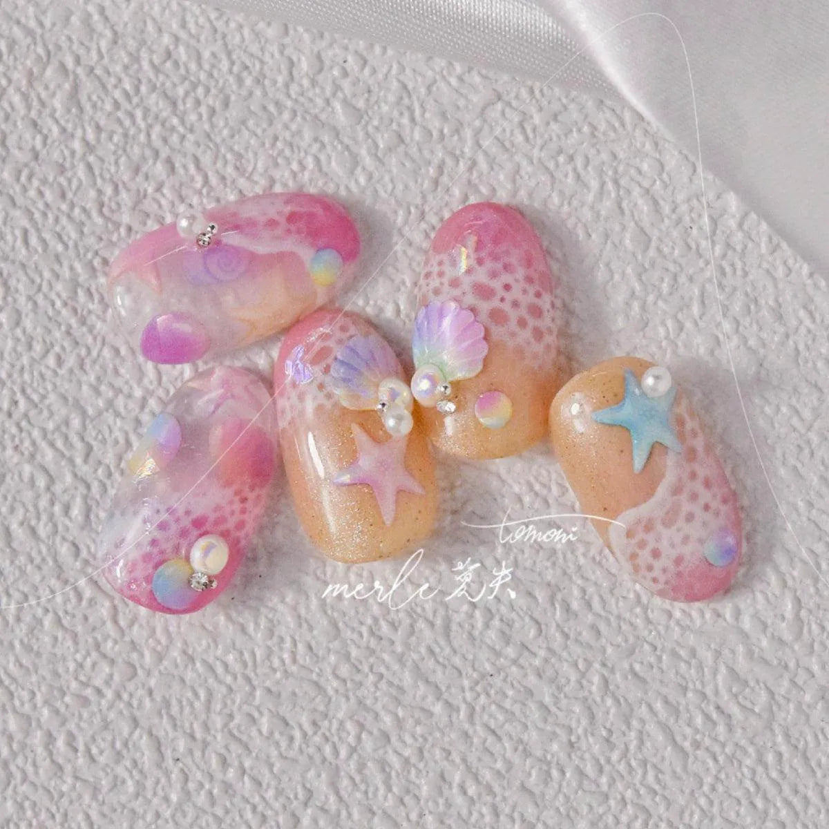 Colorful Shell Nail Art Stickers Adhesive Sea Conch Embossed Sticker Decals 