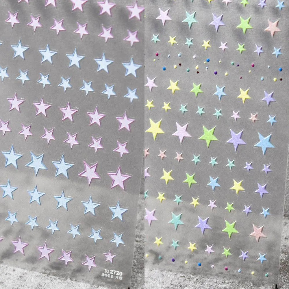 Colorful Star Nail Art Stickers Adhesive Stars Sticker Decals DIY Manicure Accessories to2720