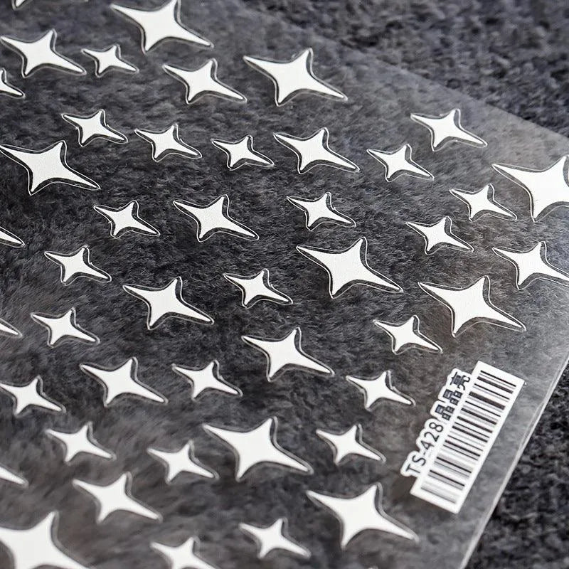 Colorful Star Nail Art Stickers Black Red Cross Stars Shape Adhesive Sticker Decals TS448