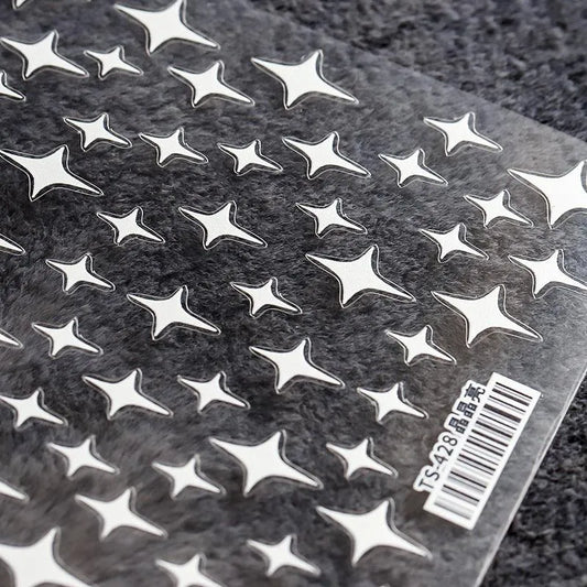 Colorful Star Nail Art Stickers Black Red Cross Stars Shape Adhesive Sticker Decals TS448