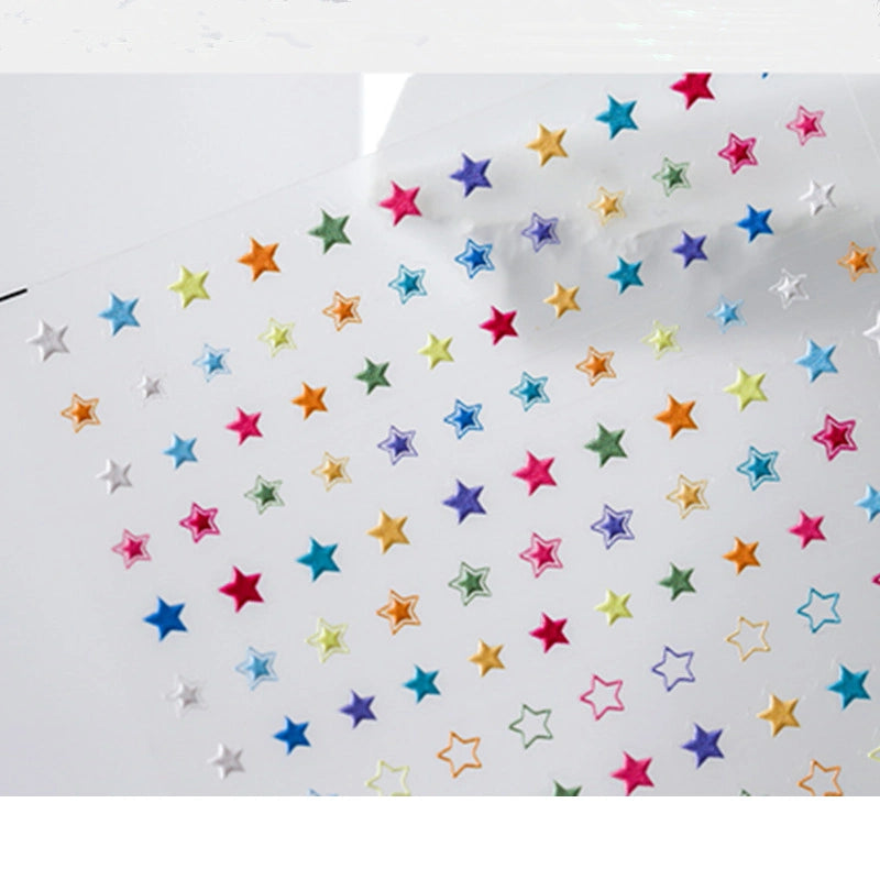Colorful Stars Love Heart Nail Art Stickers Embossed Adhesive Sticker Decals 