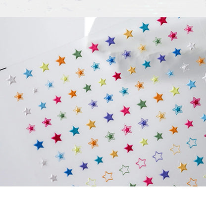 Colorful Stars Love Heart Nail Art Stickers Embossed Adhesive Sticker Decals 