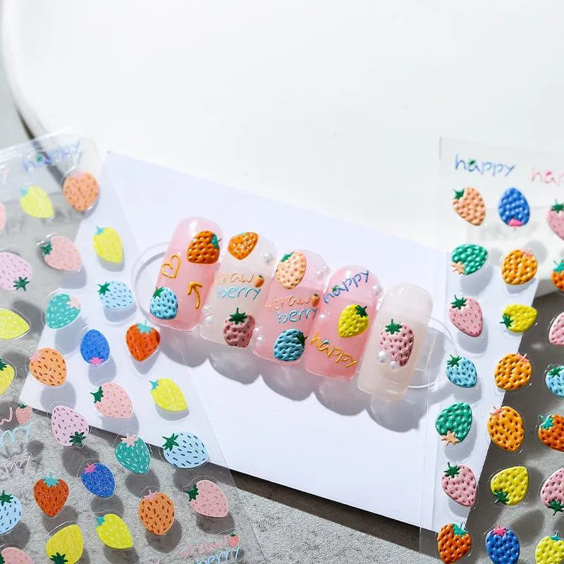 Colorful Strawberry Nail Art Stickers Fruit Adhesive Slider Sticker Decals TS1533