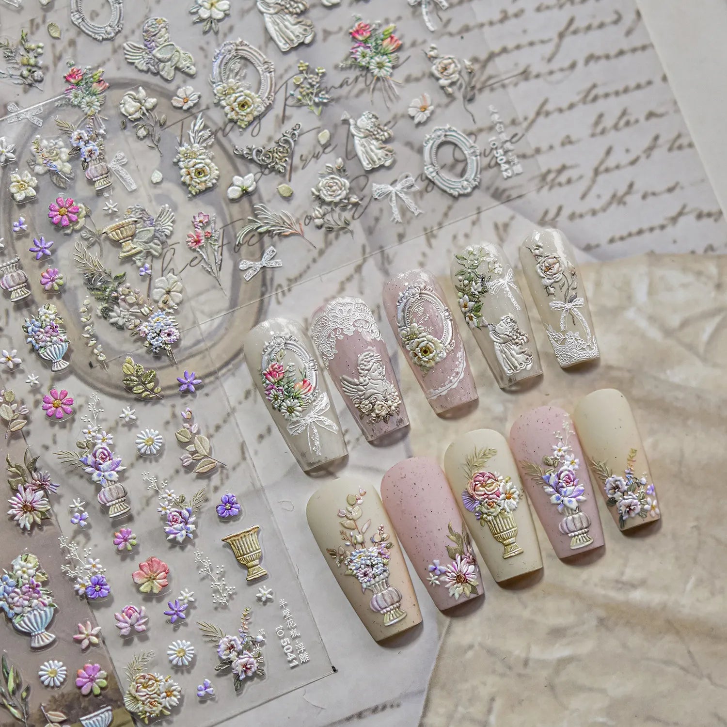 Coquette Angel & Floral 5D Nail Stickers