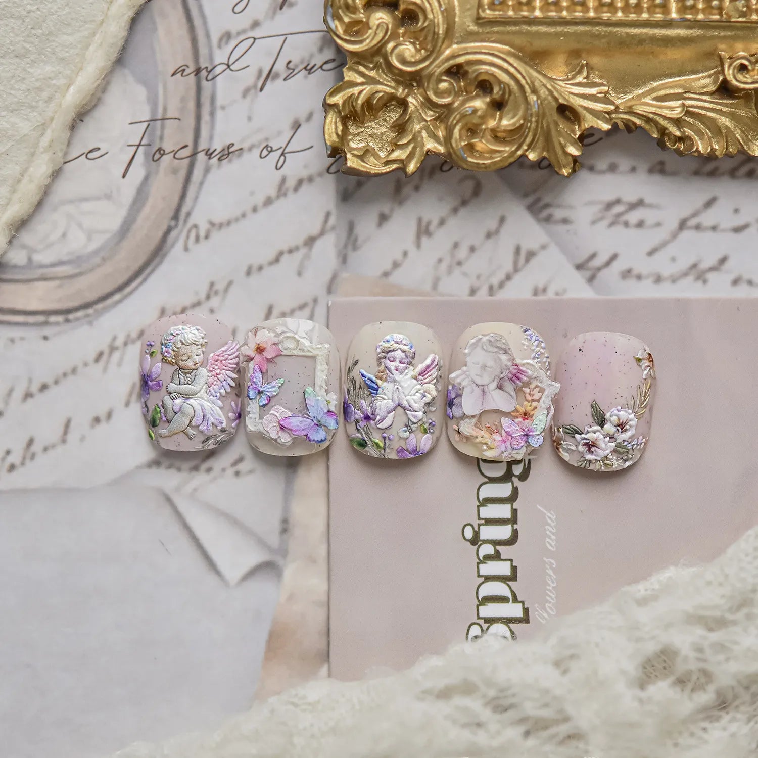 Coquette Angel & Floral 5D Nail Stickers