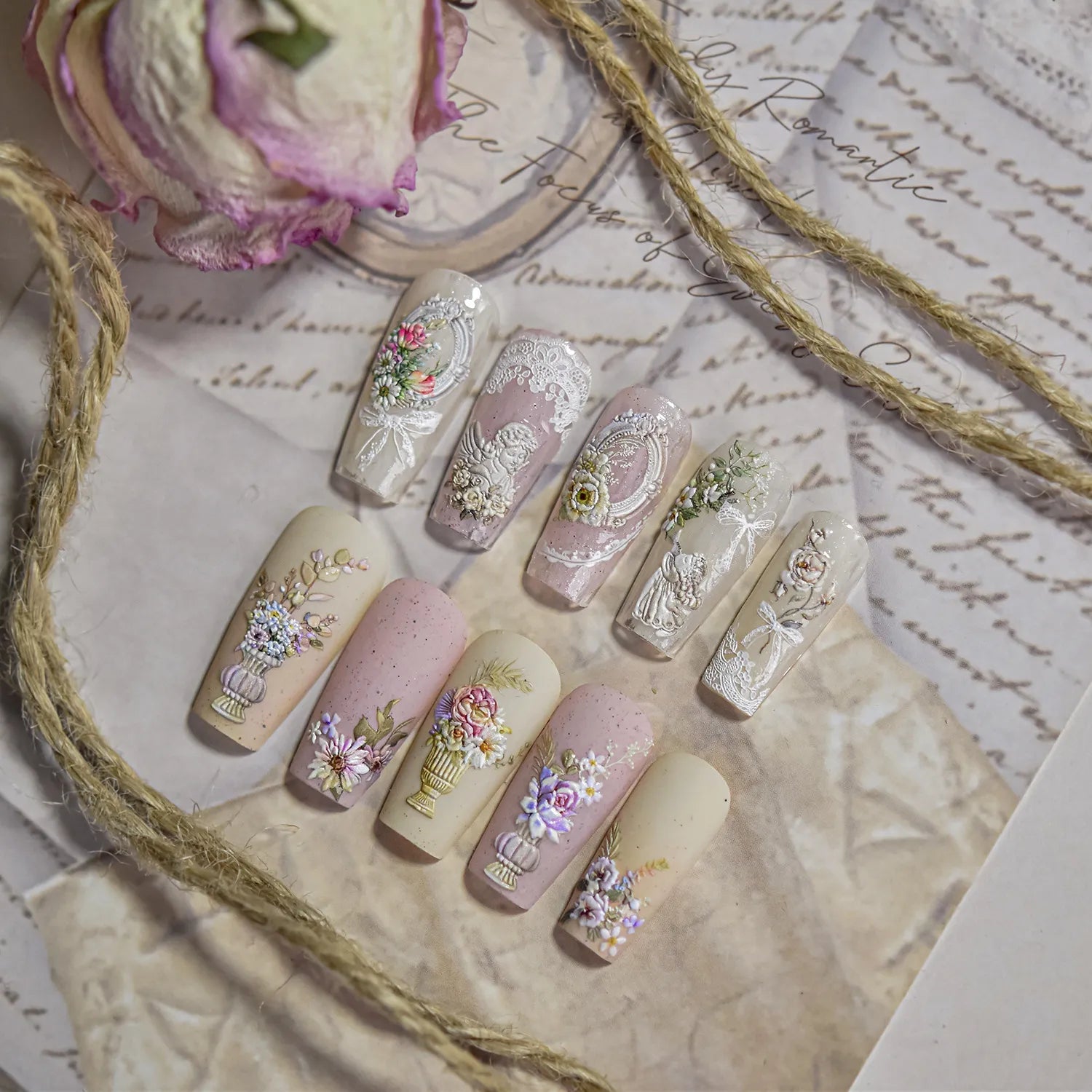 Coquette Angel & Floral 5D Nail Stickers