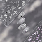 Coquette Bow Ribbon Nail Stickers | 3D Embossed Aesthetic Nail Art Decals 5261
