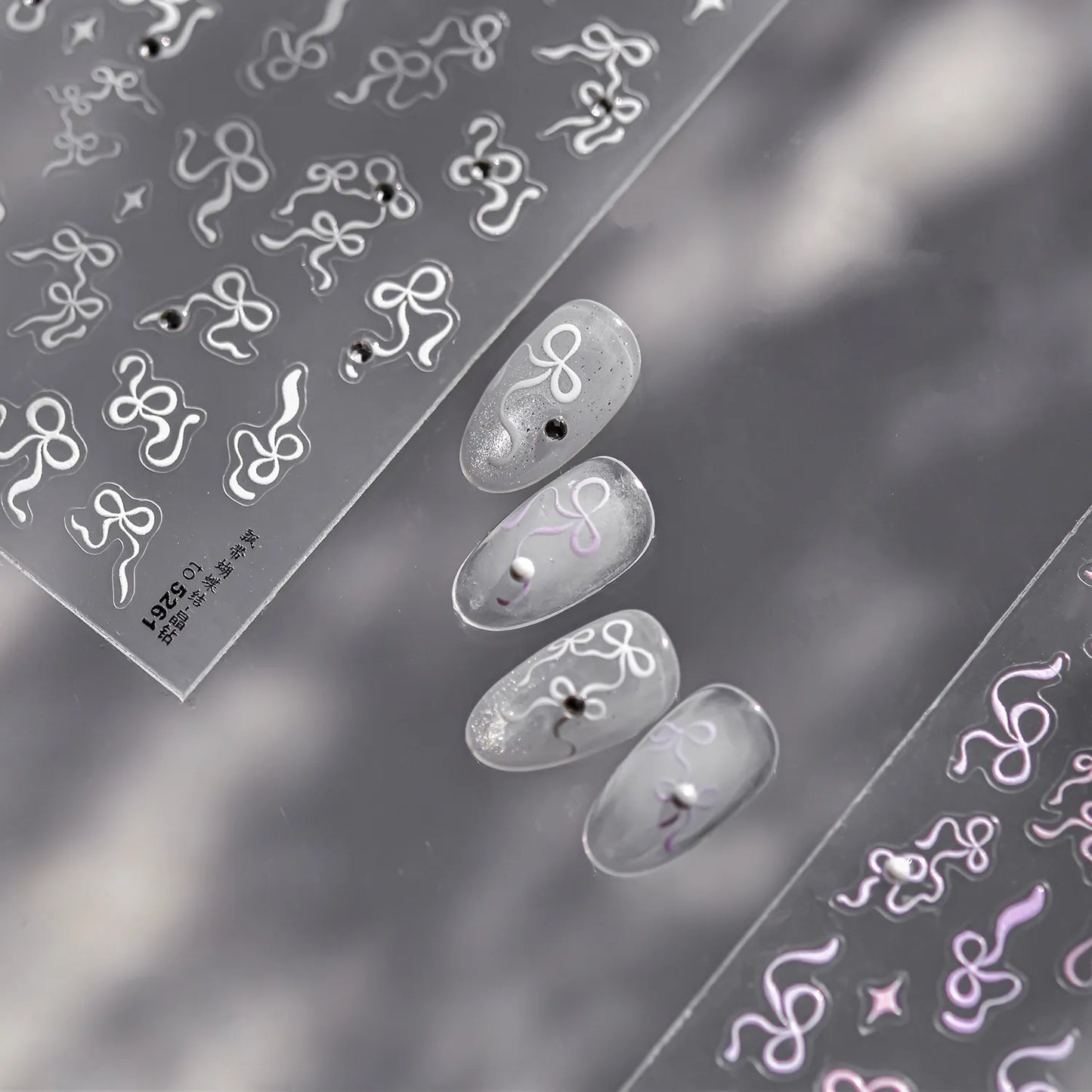 Coquette Bow Ribbon Nail Stickers | 3D Embossed Aesthetic Nail Art Decals 5261
