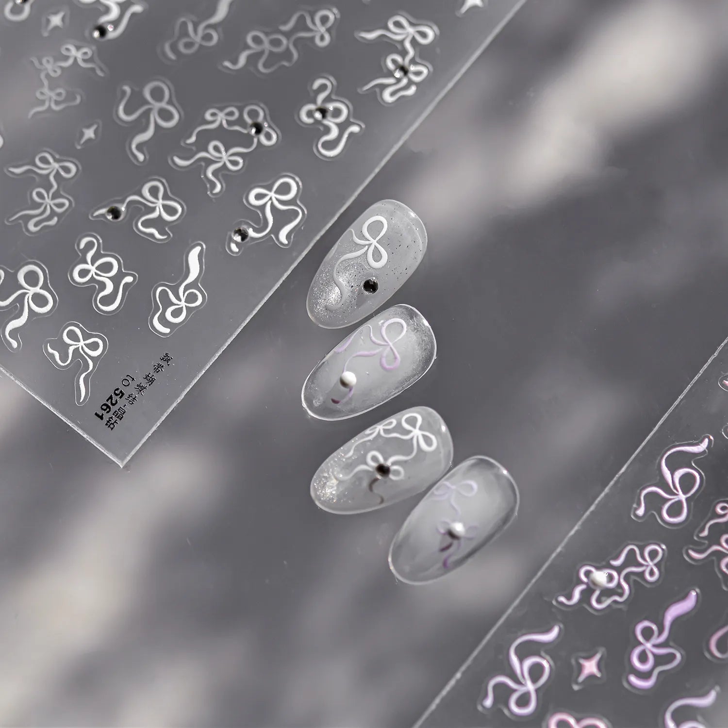 Coquette Bow Ribbon Nail Stickers | 3D Embossed Aesthetic Nail Art Decals 5261